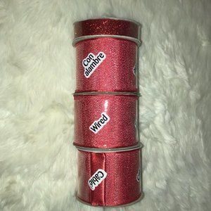 3 rolls red sparkle metallic ribbon New